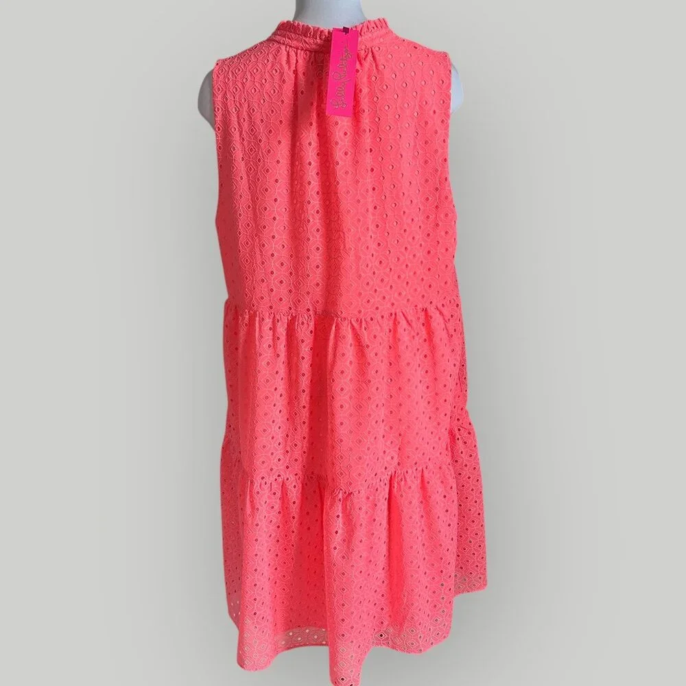 Lilly Pulitzer Women's NOVELLA DRESS Coral Mini Medallion Chiffon New w/Tags XL - Picture 4 of 8